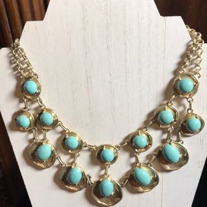 Signed Banana Republic Gold & Light Green Necklace